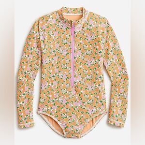 Crewcuts Girls 10 Rash Guard One-Piece Swimsuit Orange Multi